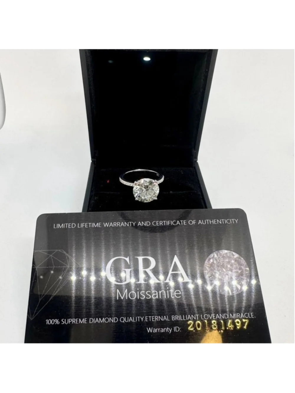 Moissanite Diamond Ring 5 Ct Engagement Wedding Round Cut Solitaire GRA